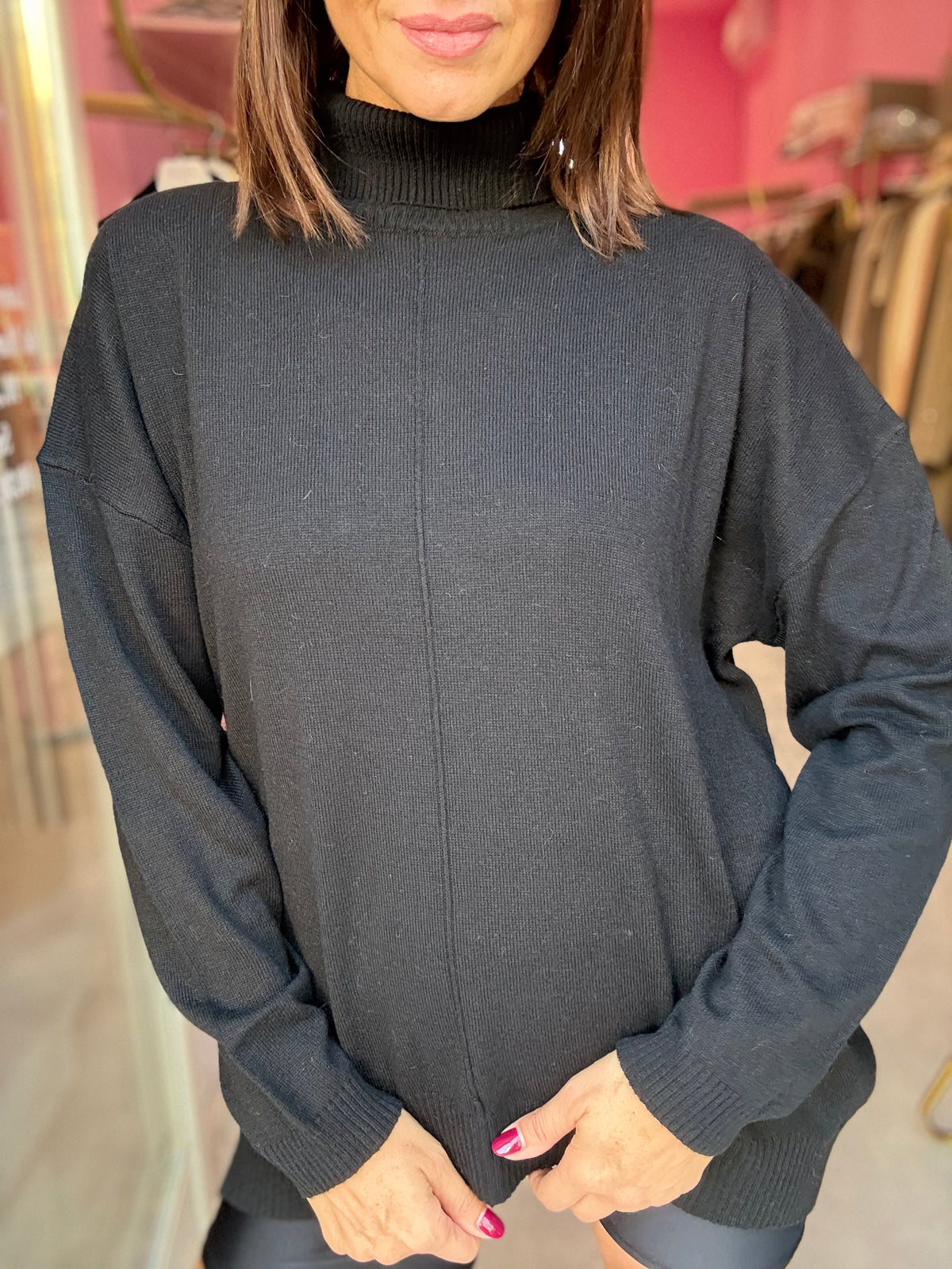 Maglione collo alto nero