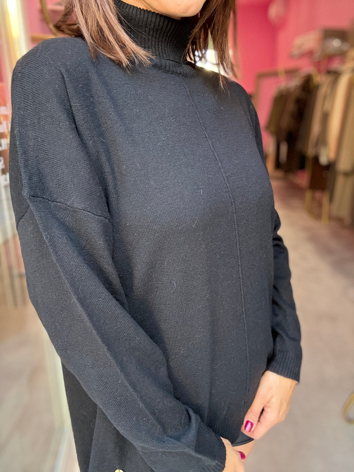 Maglione collo alto nero