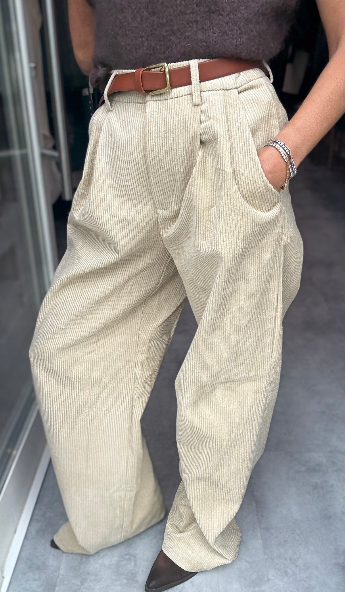 Pantalone Velluto Sabbia