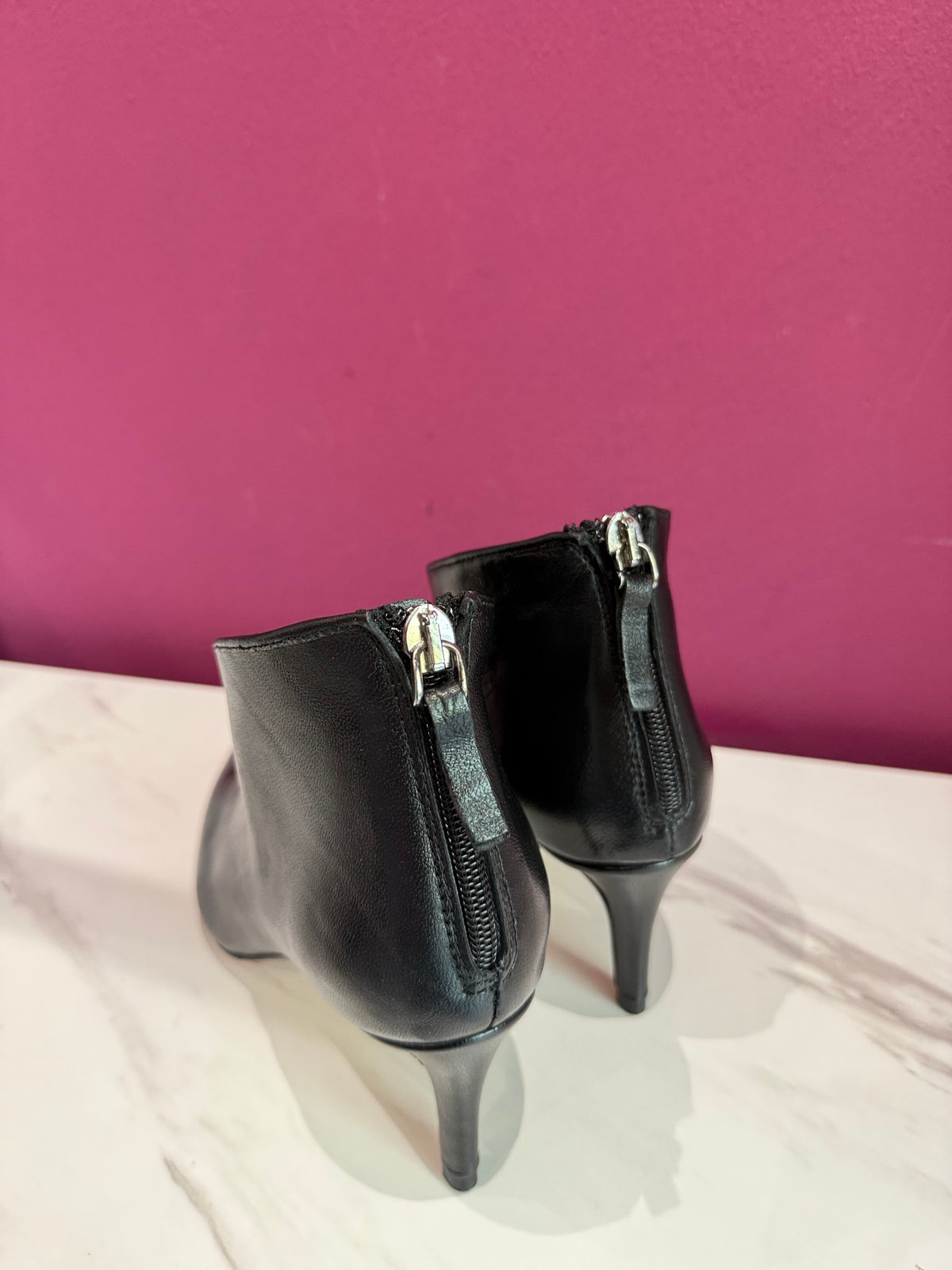 Tronchetto Nero Pelle Tacco 7 cm
