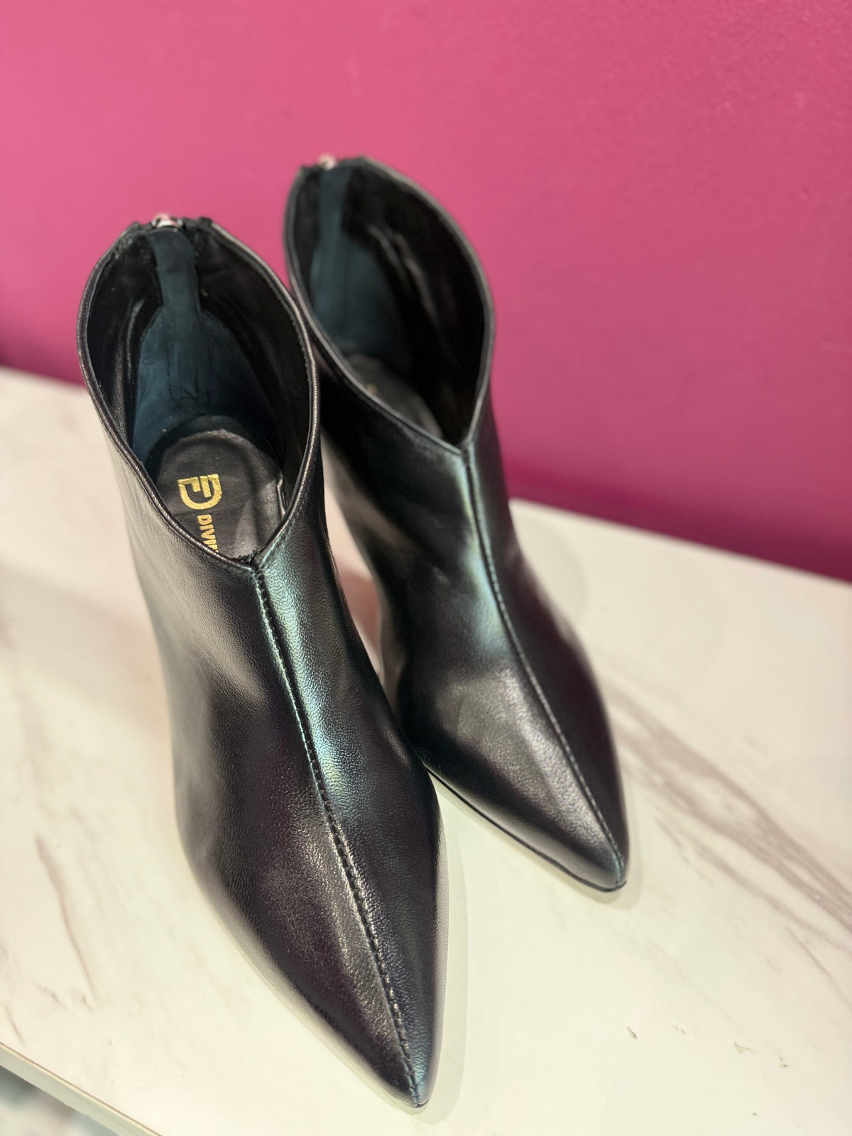 Tronchetto Nero Pelle Tacco 7 cm