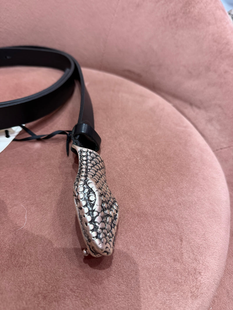 Cintura Serpente Nero Pelle