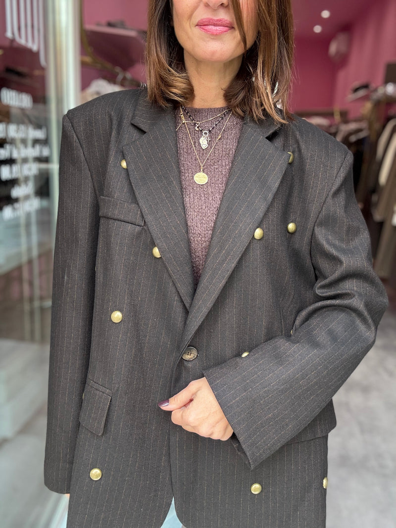 Blazer Oversize Cioccolato Borchie
