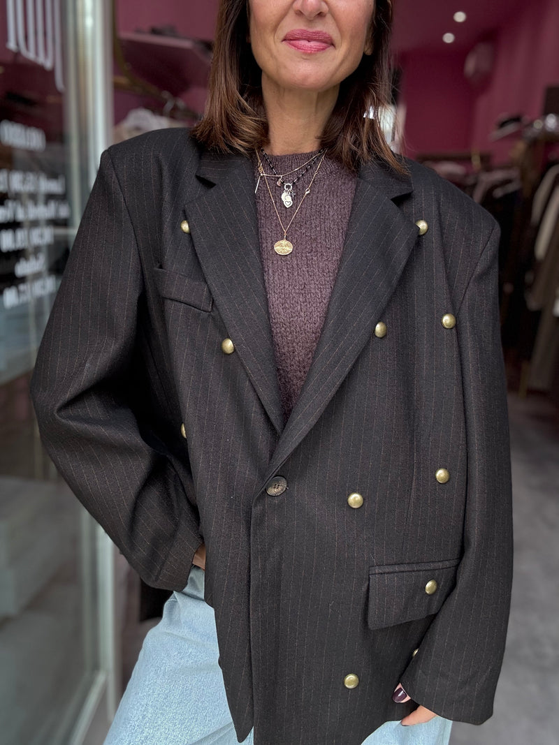 Blazer Oversize Cioccolato Borchie