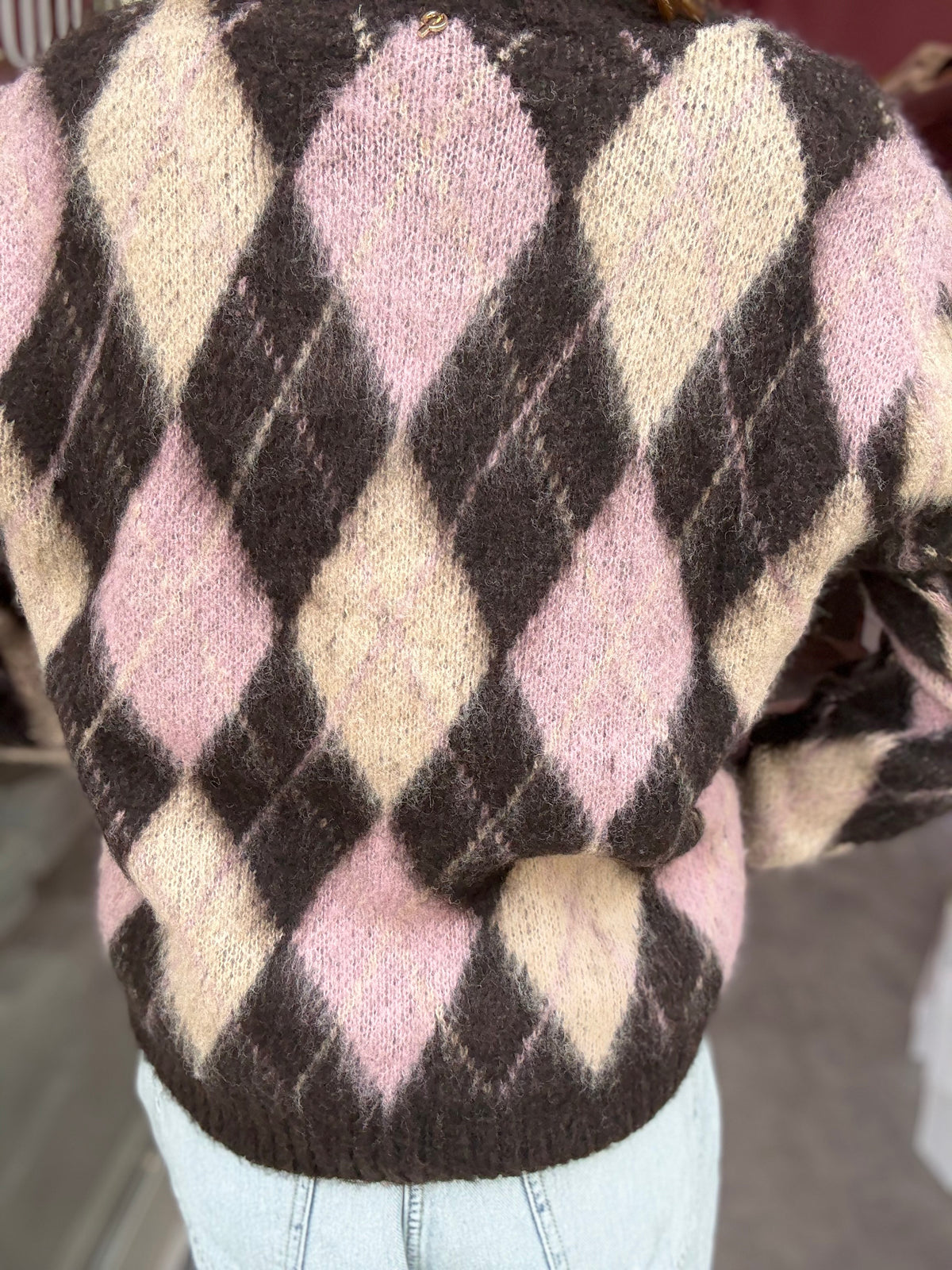 Maglia Calda Rombi Vino Malva