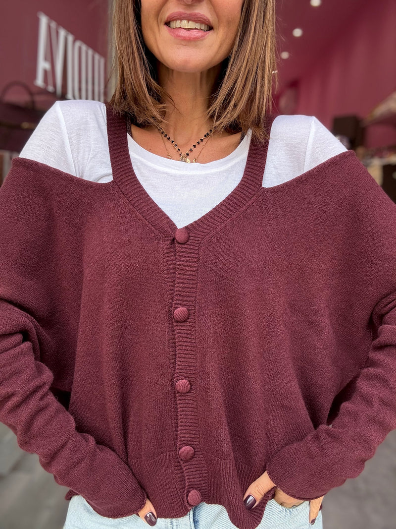 Cardigan Vino Cut Out Over