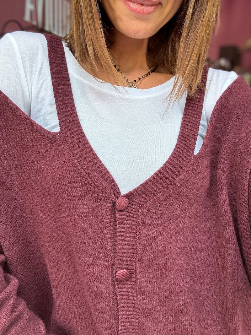Cardigan Vino Cut Out Over