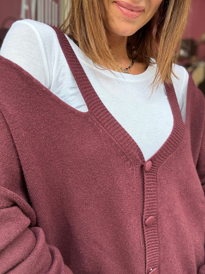 Cardigan Vino Cut Out Over