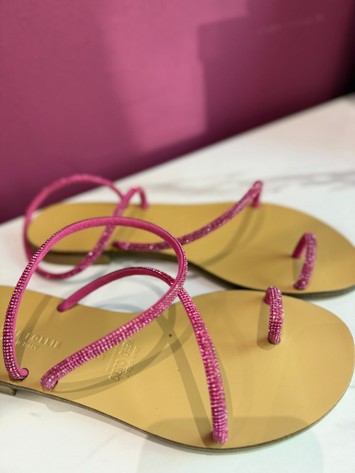 Sandalo Gioiello Pelle  FUXIA DIVINE FOLLIE