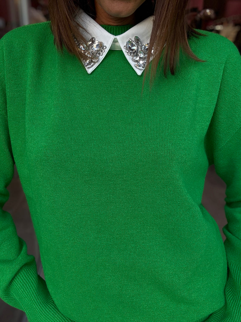 Maglia Verde Con Colletto