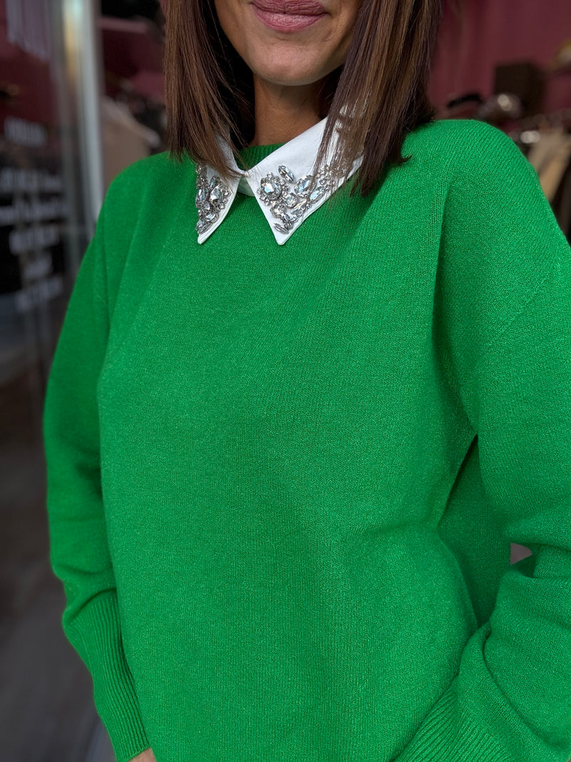 Maglia Verde Con Colletto