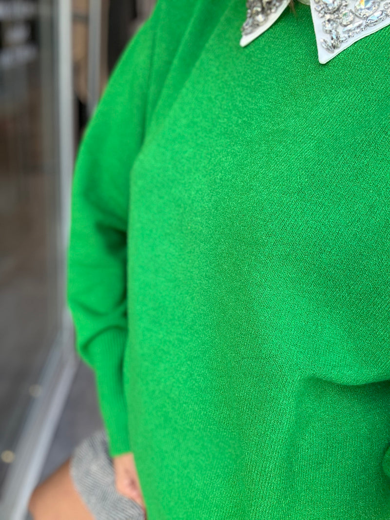 Maglia Verde Con Colletto