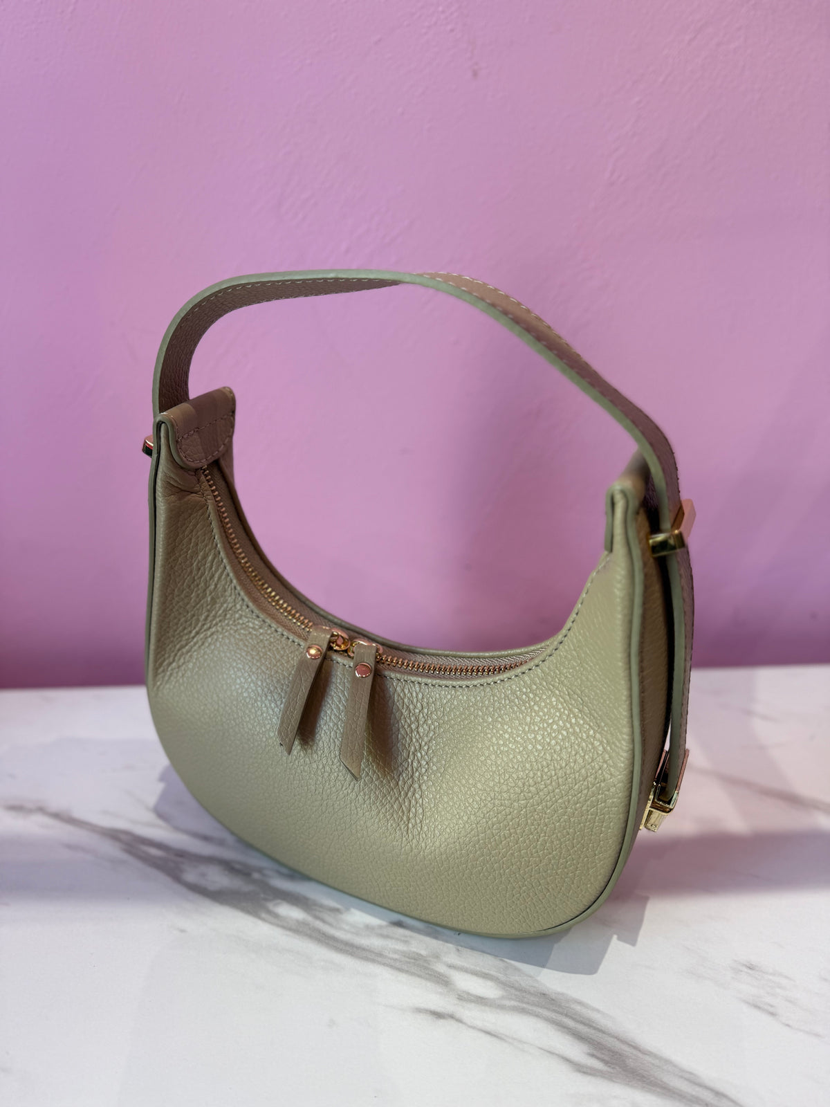 MINI HOBO BAG BEIGE PELLE