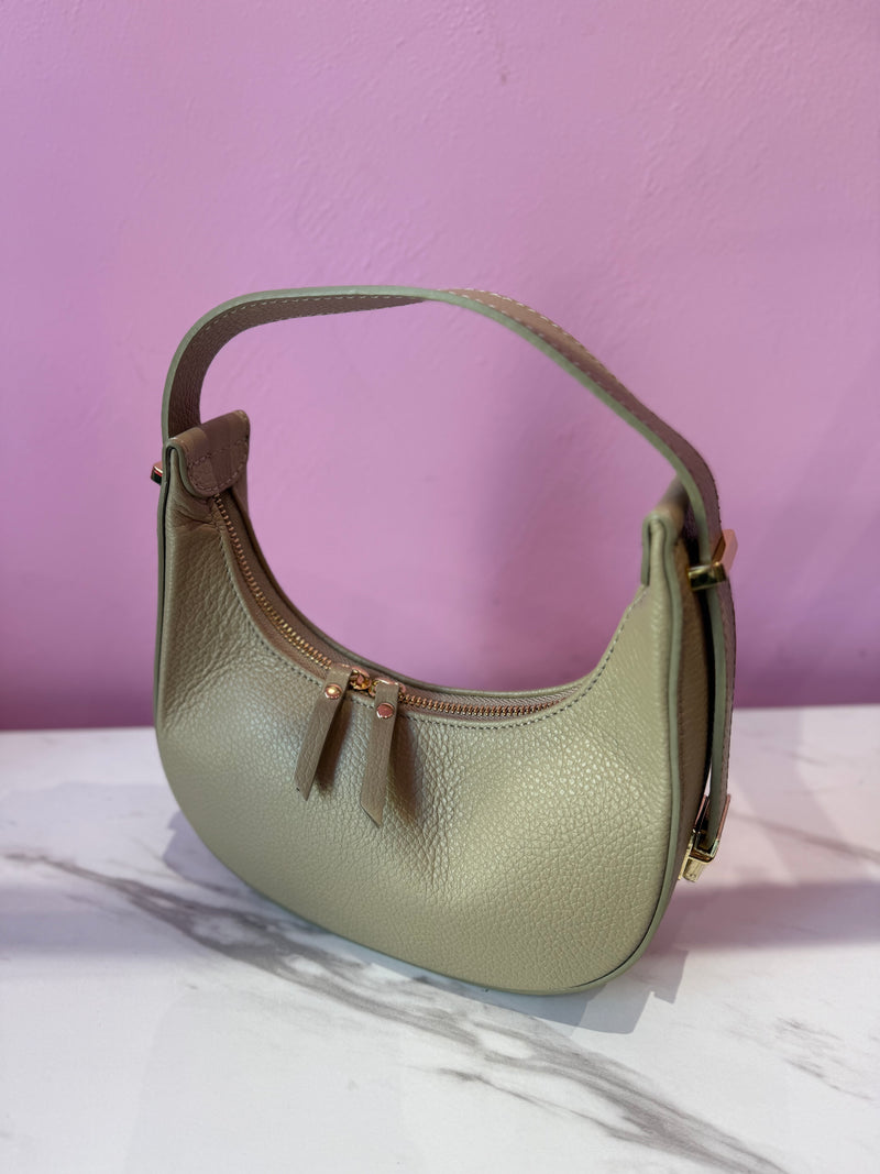 MINI HOBO BAG BEIGE PELLE