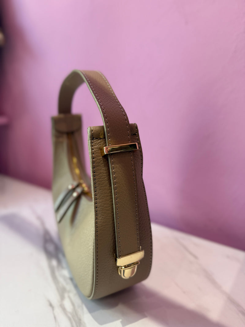 MINI HOBO BAG BEIGE PELLE