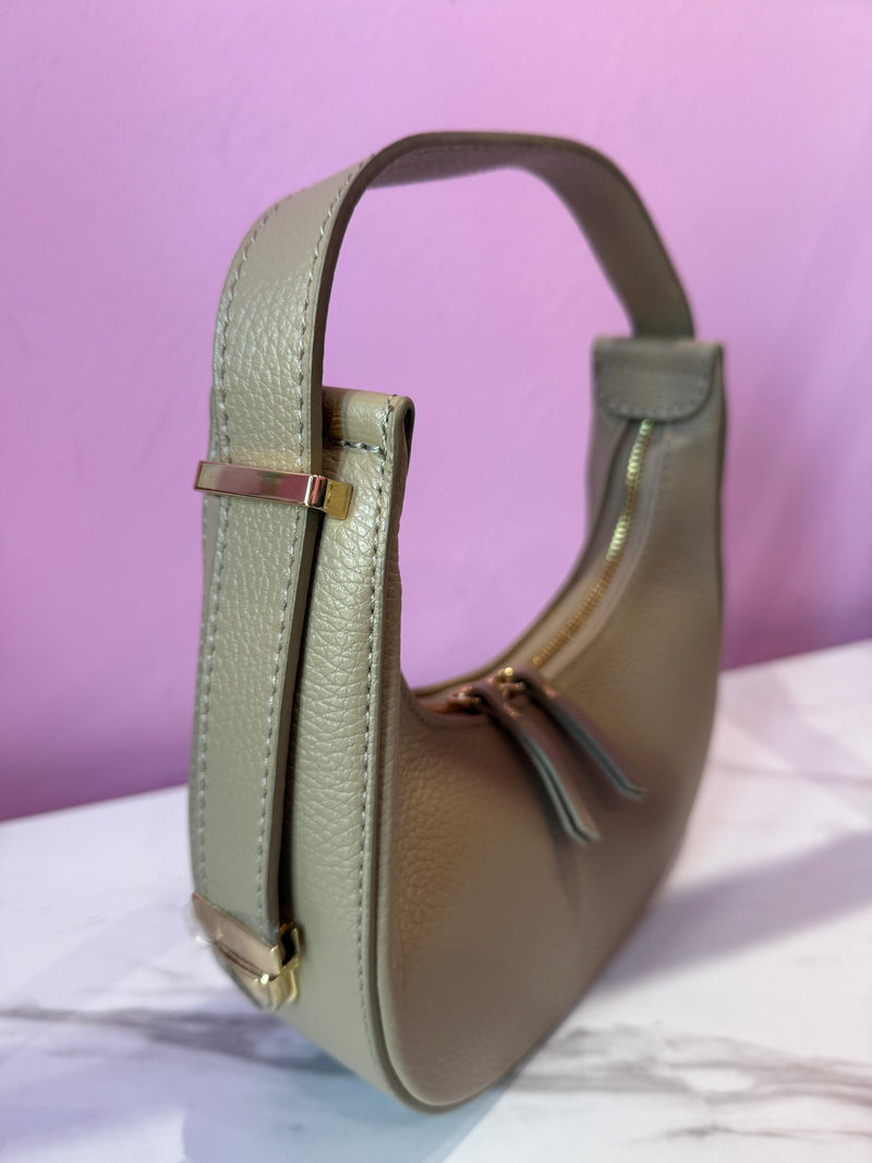 MINI HOBO BAG BEIGE PELLE