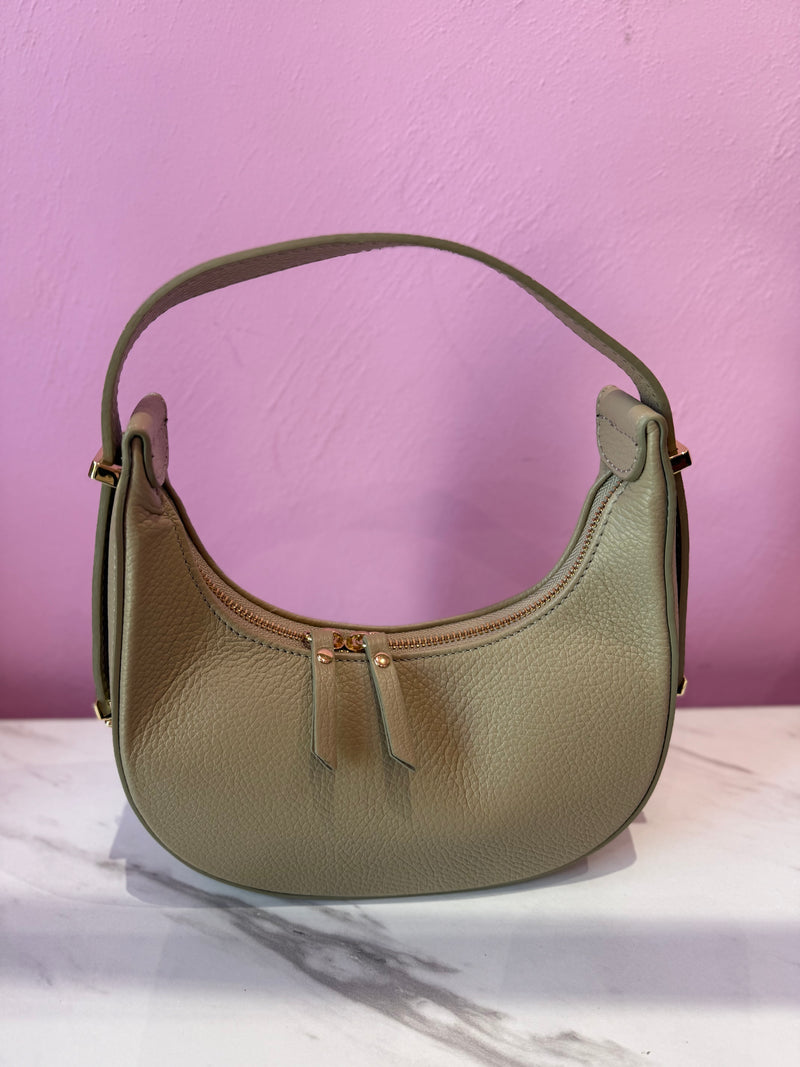 MINI HOBO BAG BEIGE PELLE