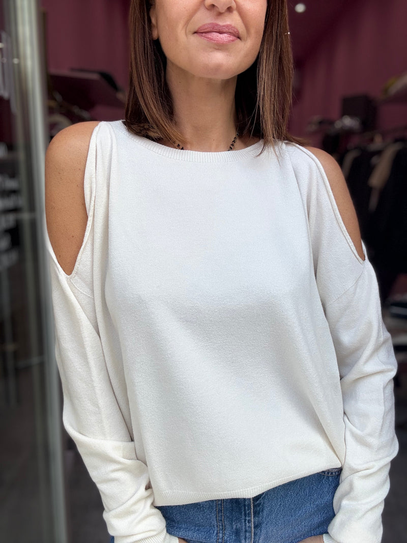 MAGLIA BIANCA CUT OUT