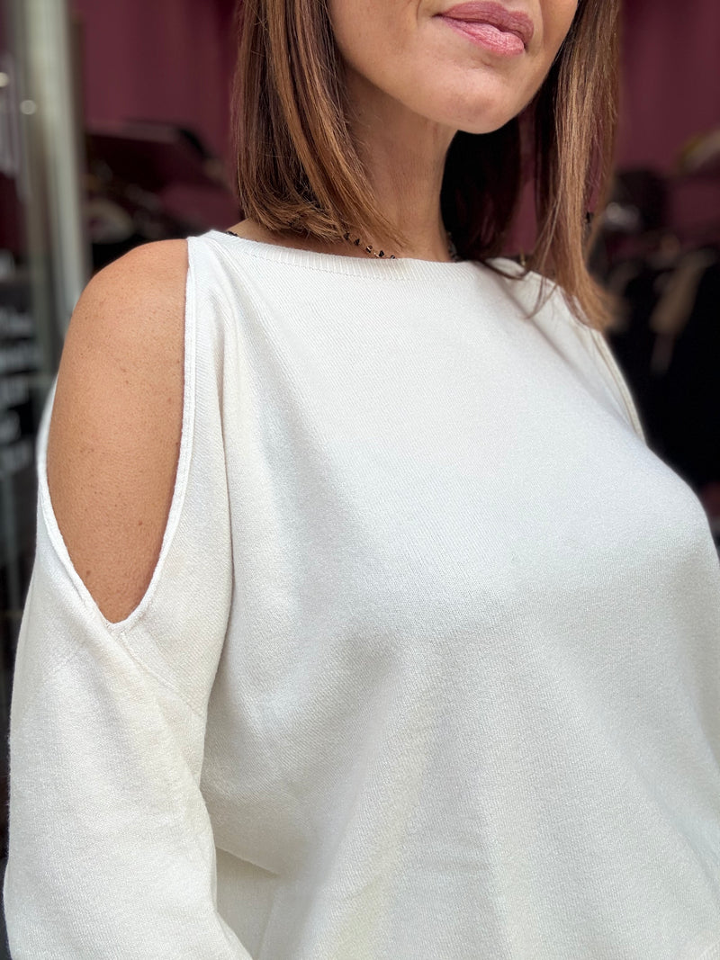MAGLIA BIANCA CUT OUT