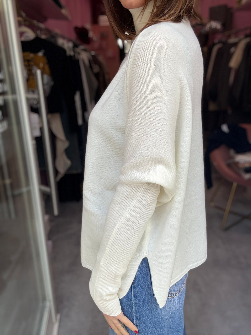 Maglia Bianca Collo Alto