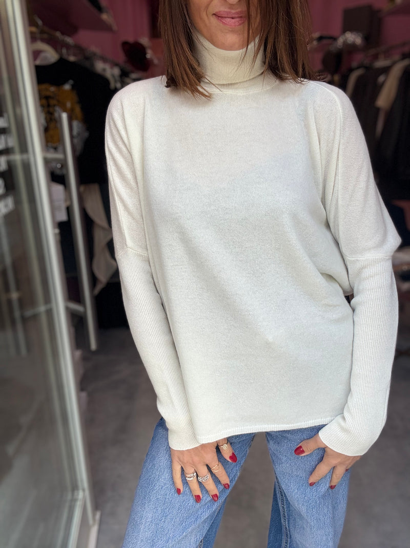 Maglia Bianca Collo Alto