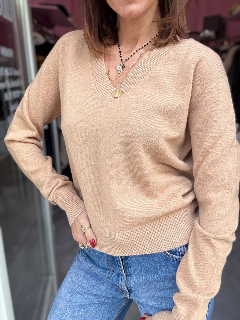 Maglia Cammello Scollo V