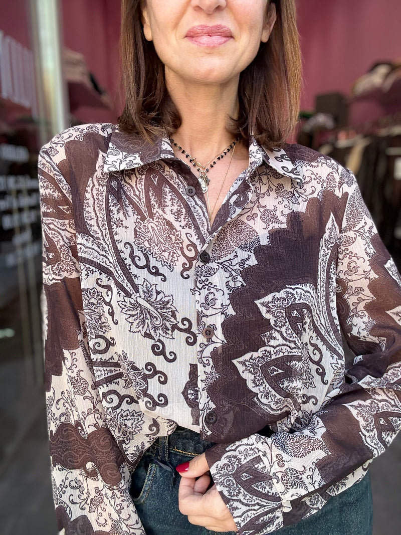 Blusa Marrone Stampata