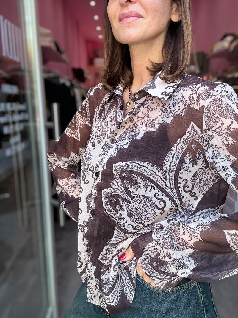 Blusa Marrone Stampata