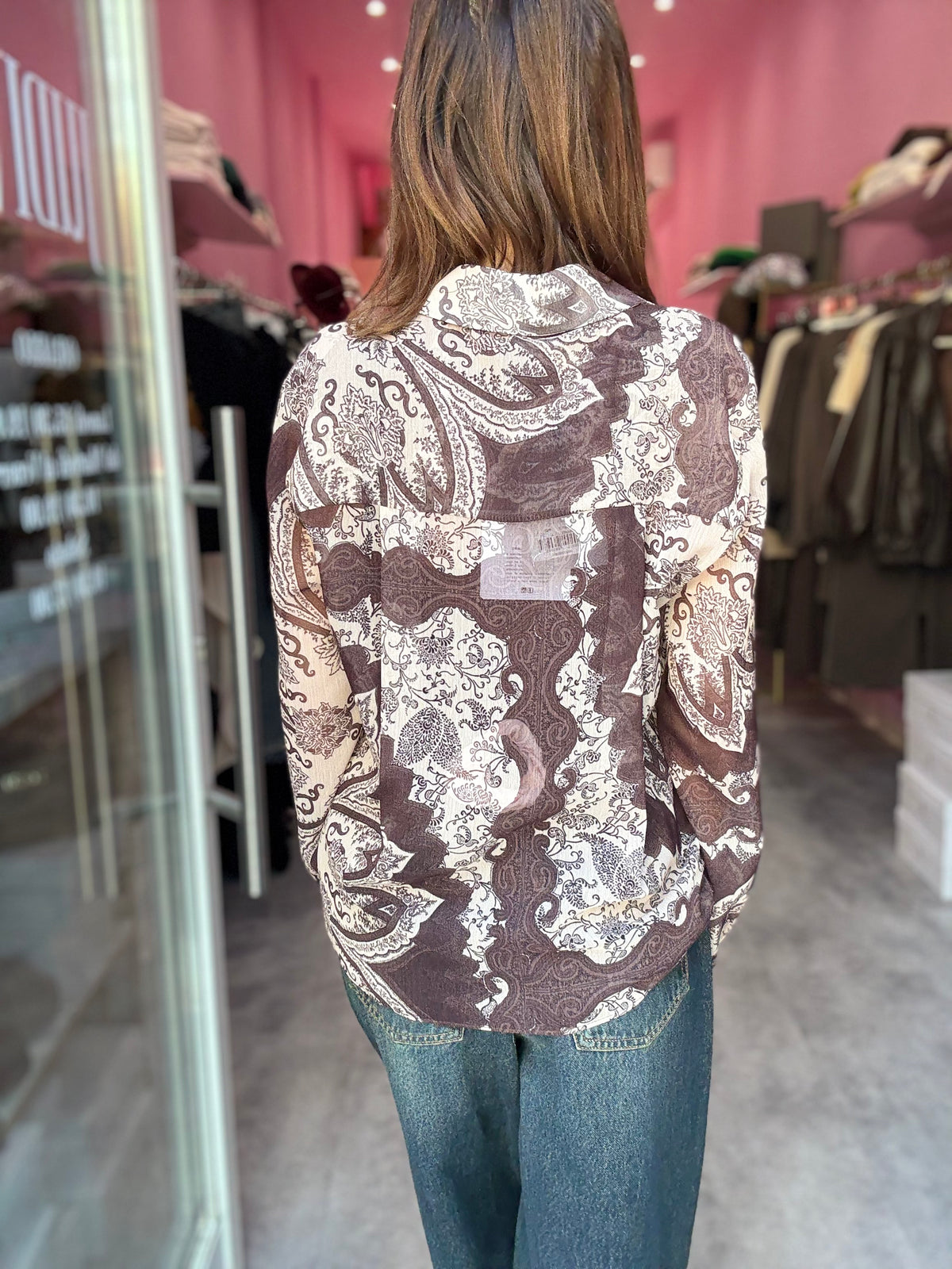 Blusa Marrone Stampata