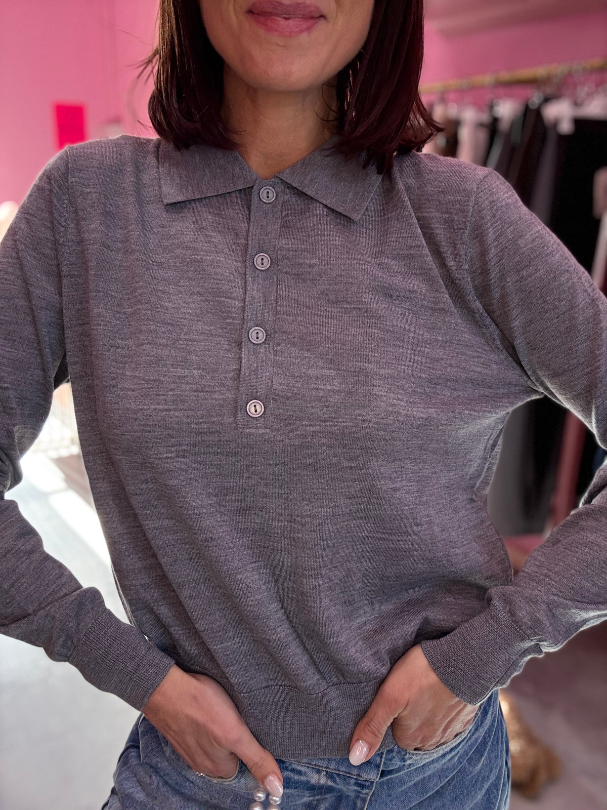 POLO MERINOS GRIGIO TENSIONE IN