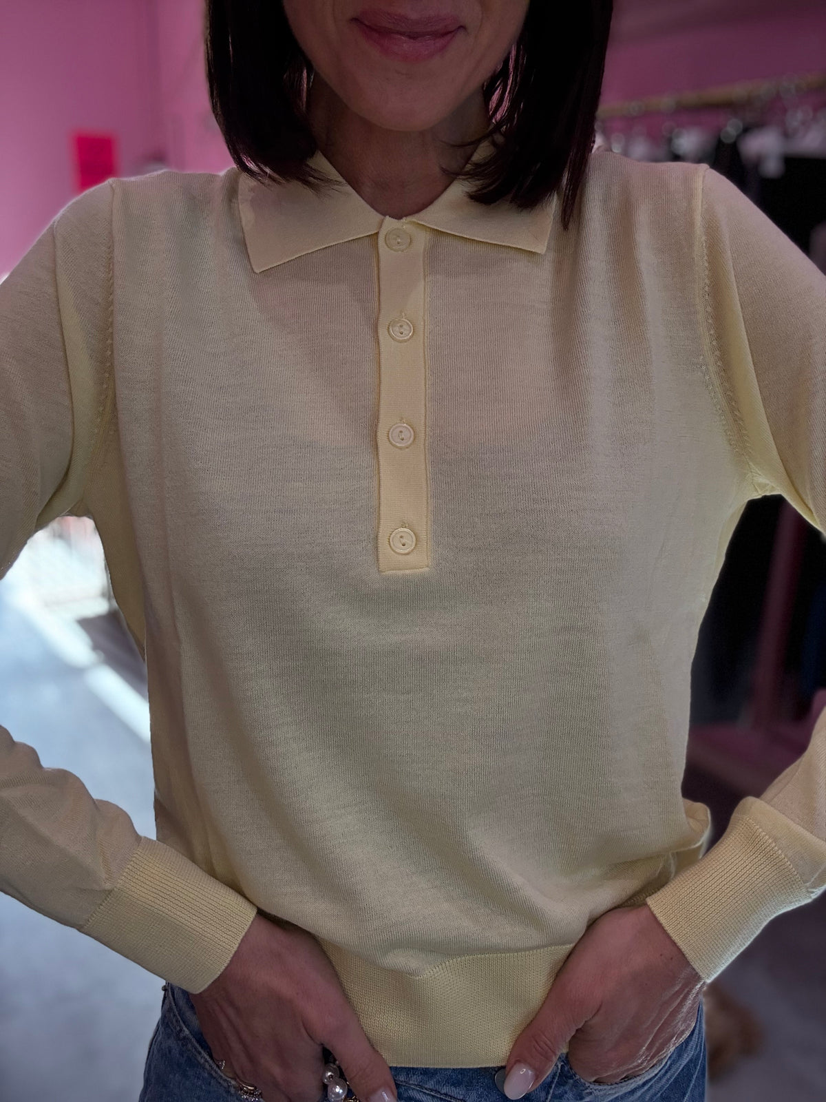 POLO GIALLO BURRO MERINOS TENSIONE IN