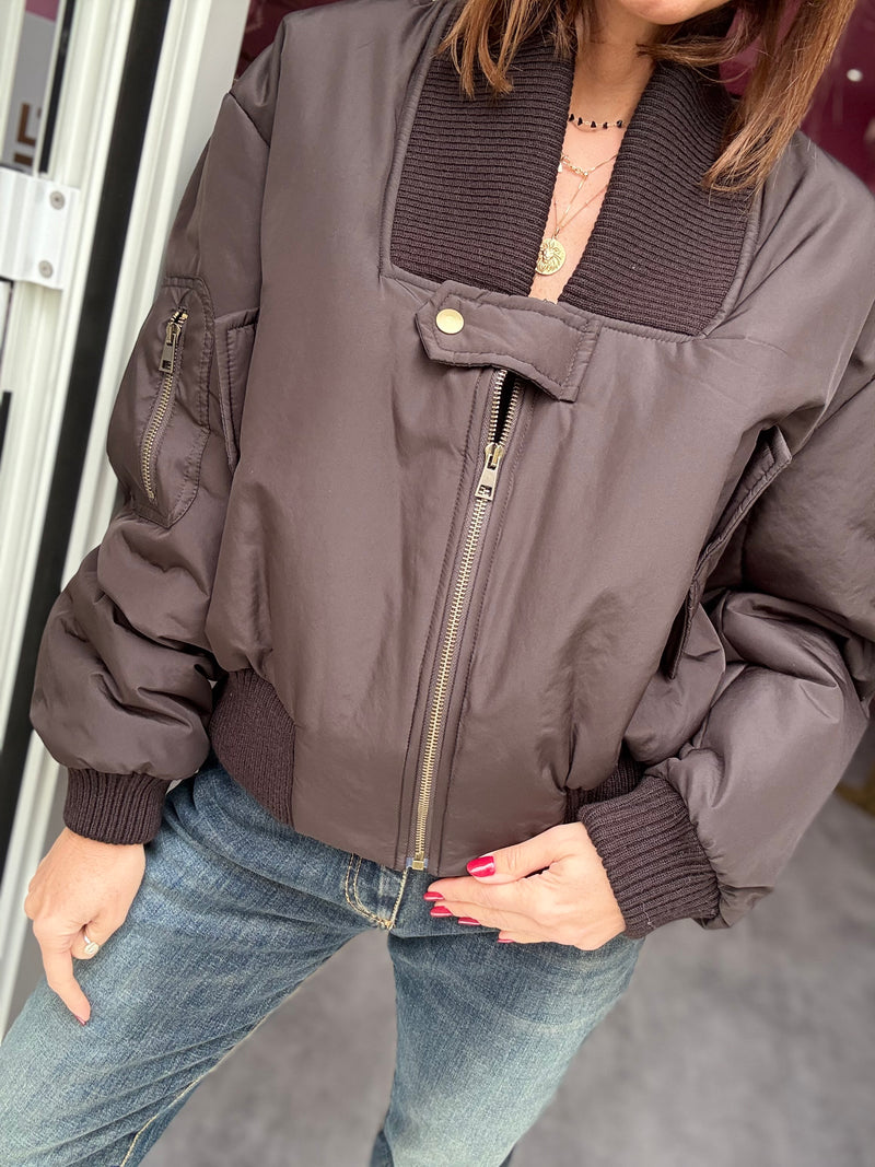 Bomber Cioccolato Cropped