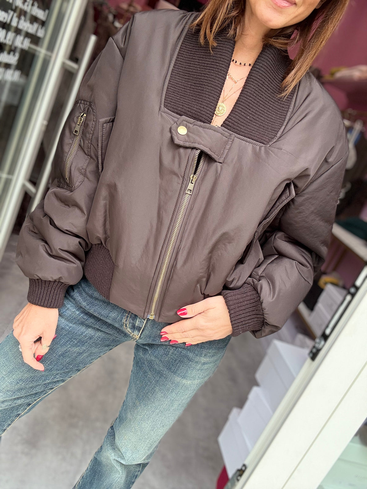 Bomber Cioccolato Cropped