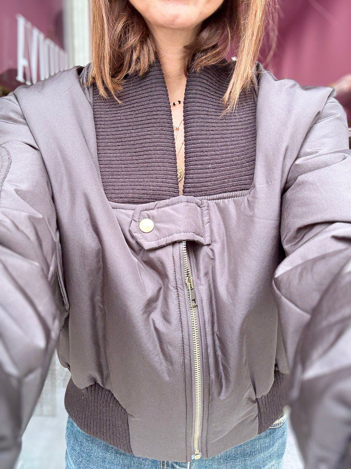 Bomber Cioccolato Cropped