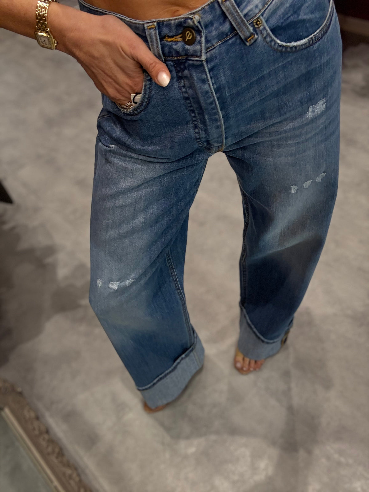 Jeans Gamba Dritta Risvolto