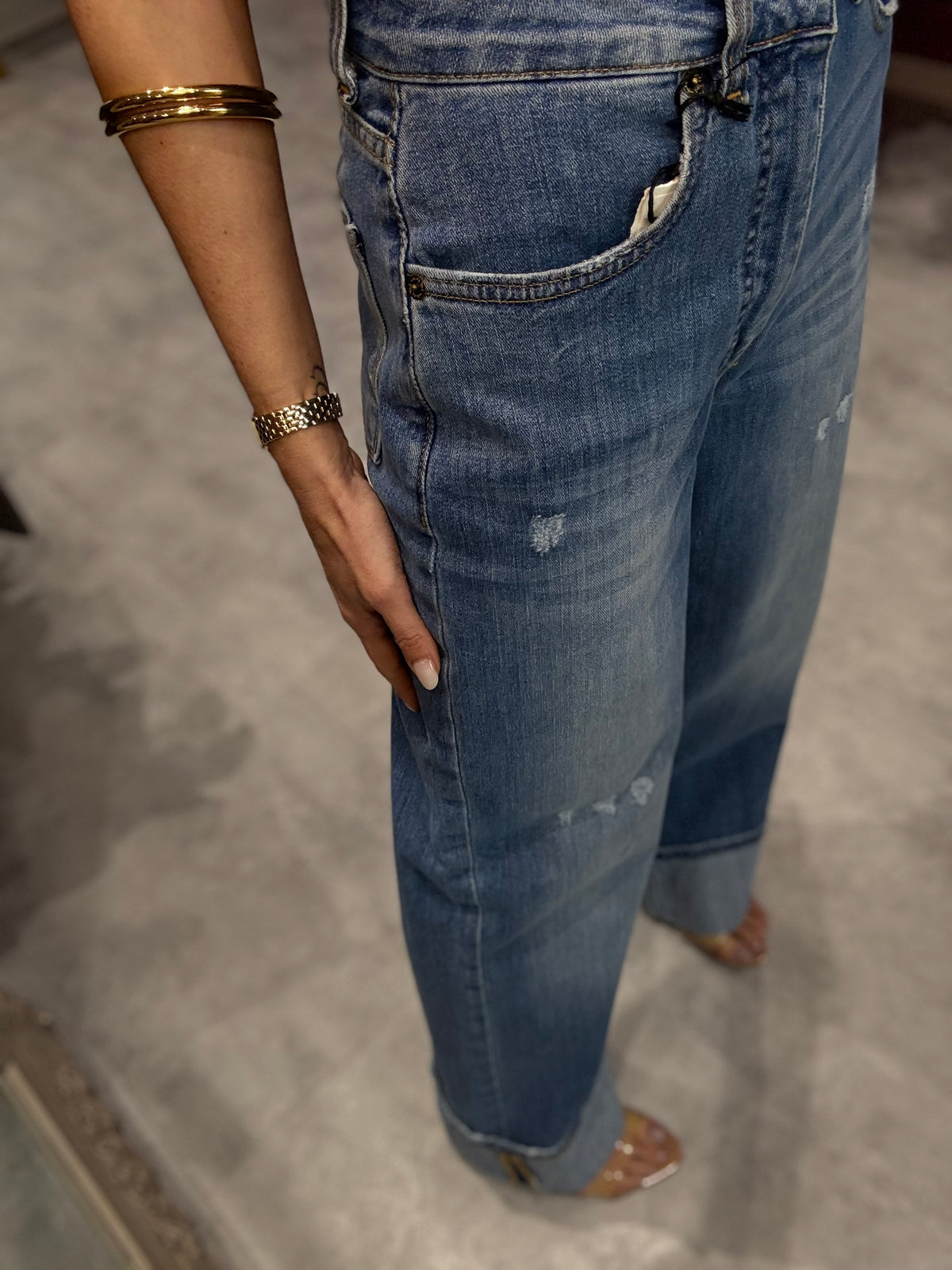 Jeans Gamba Dritta Risvolto