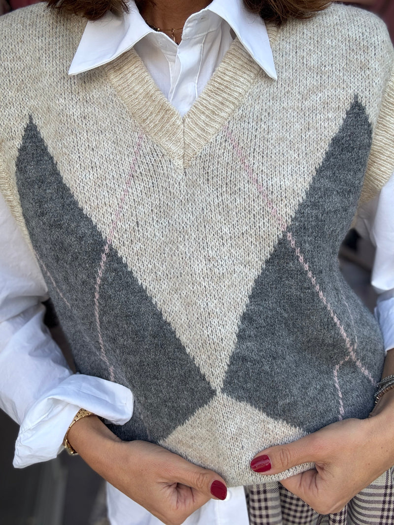 Gilet Rombi Grigio e Rosa