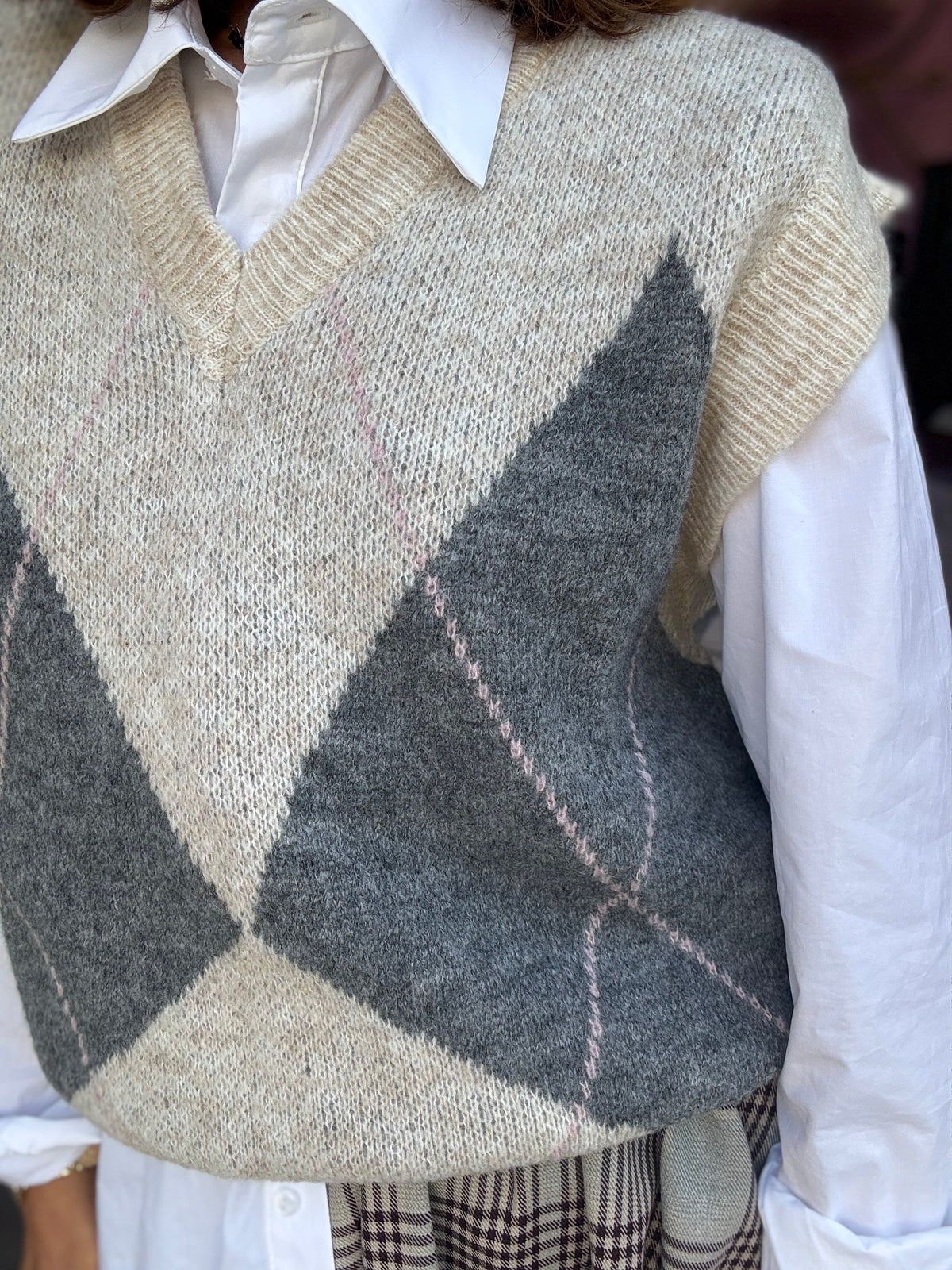 Gilet Rombi Grigio e Rosa