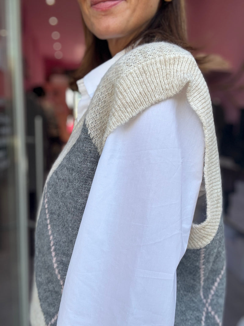 Gilet Rombi Grigio e Rosa