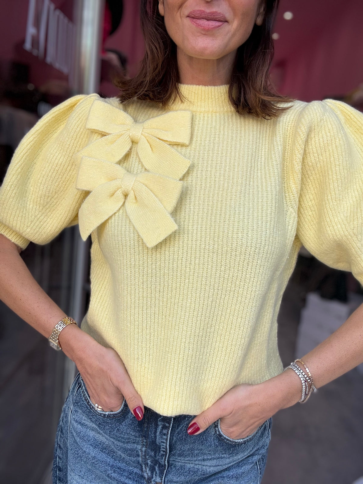 Maglia Fiocchi Giallo Pastello