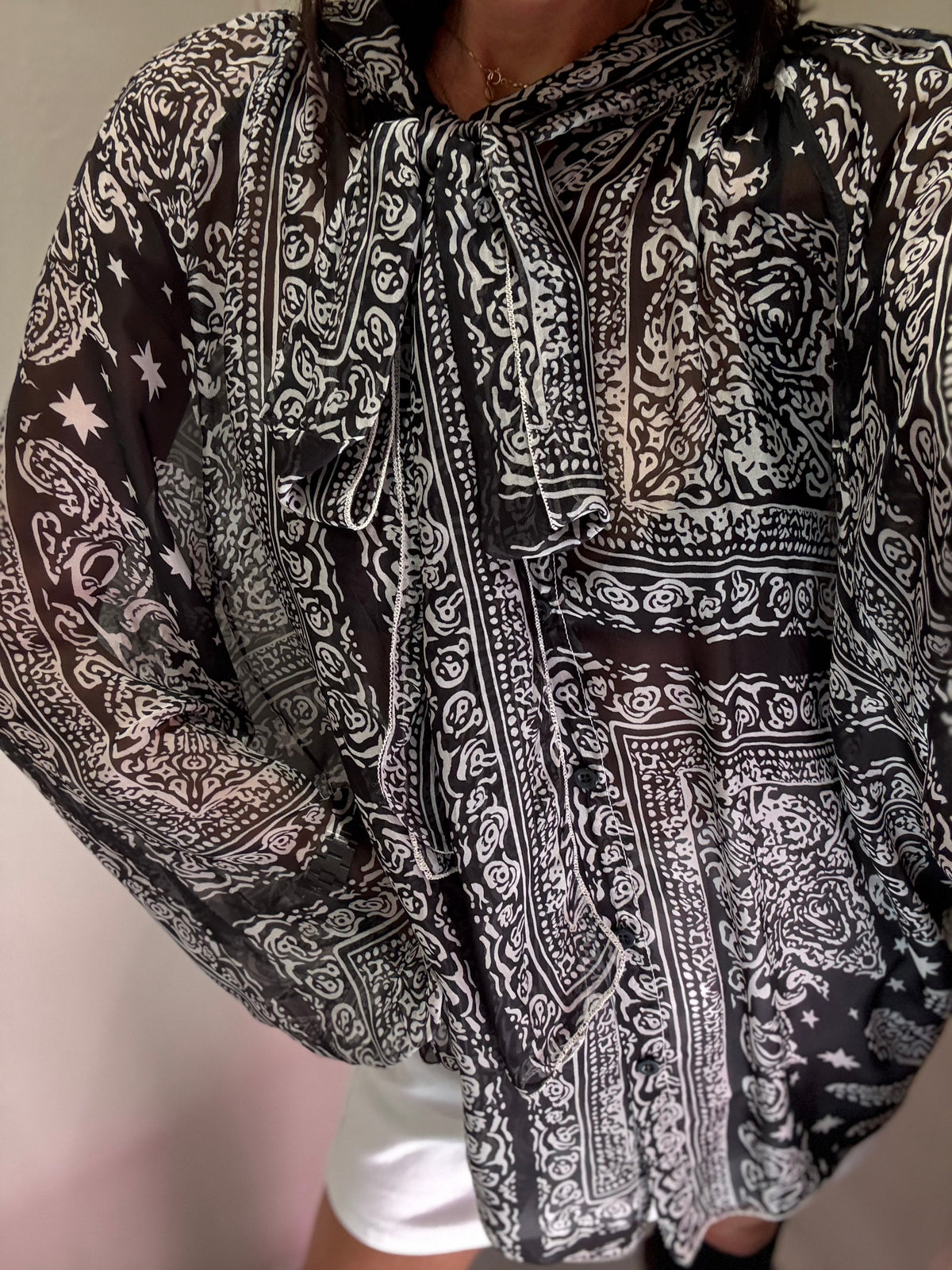 Blusa Seta nero e bianco ANGELA DAVIS