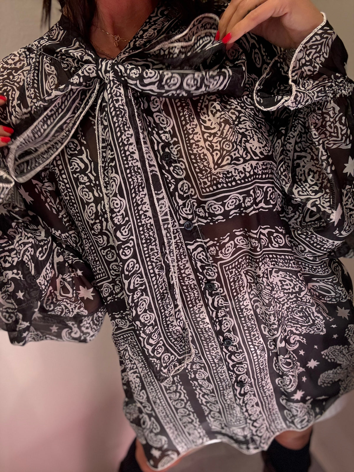 Blusa Seta nero e bianco ANGELA DAVIS