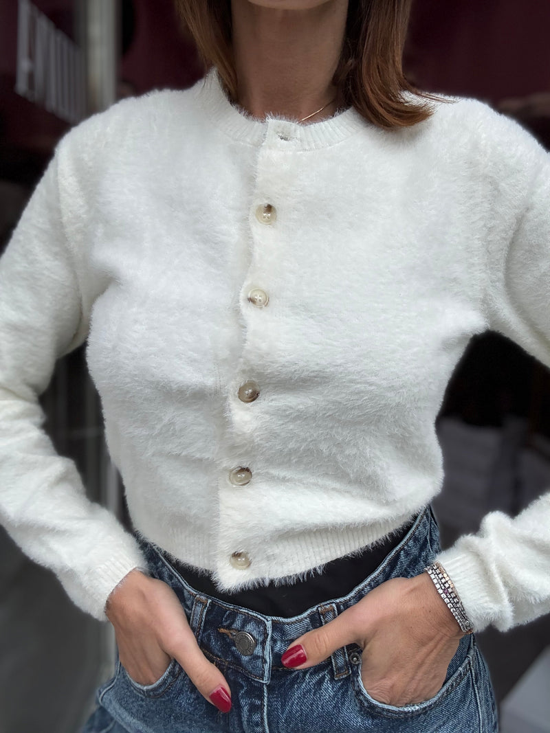 Cardigan Cropped Bianco