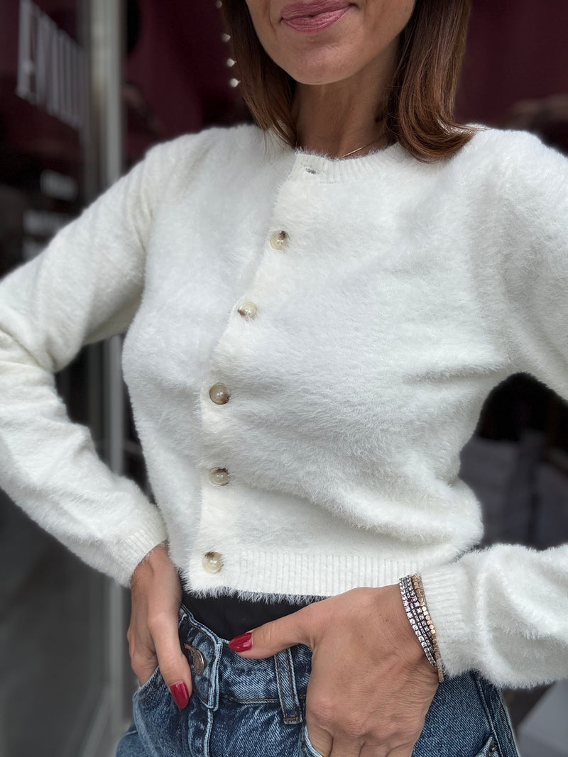Cardigan Cropped Bianco
