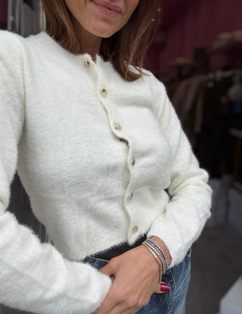 Cardigan Cropped Bianco