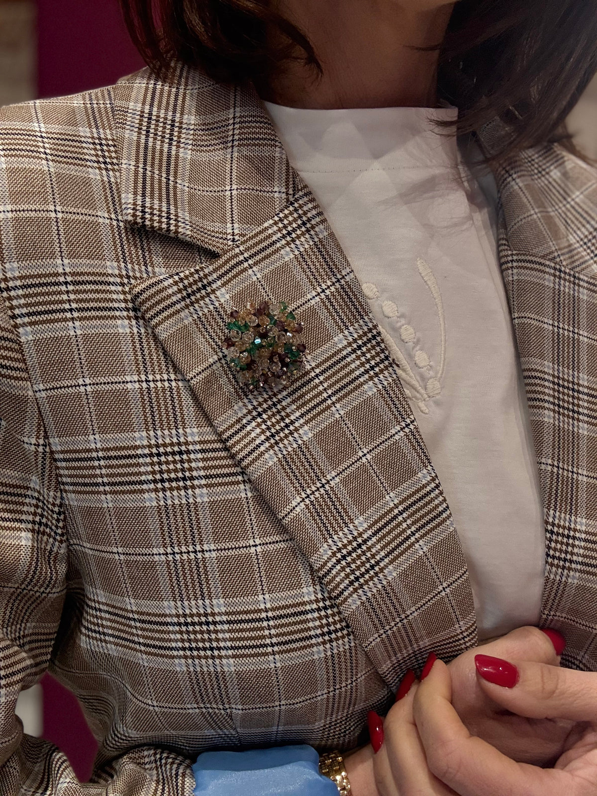 Blazer Principe di Galles Roll Up Azzurro Tensione In