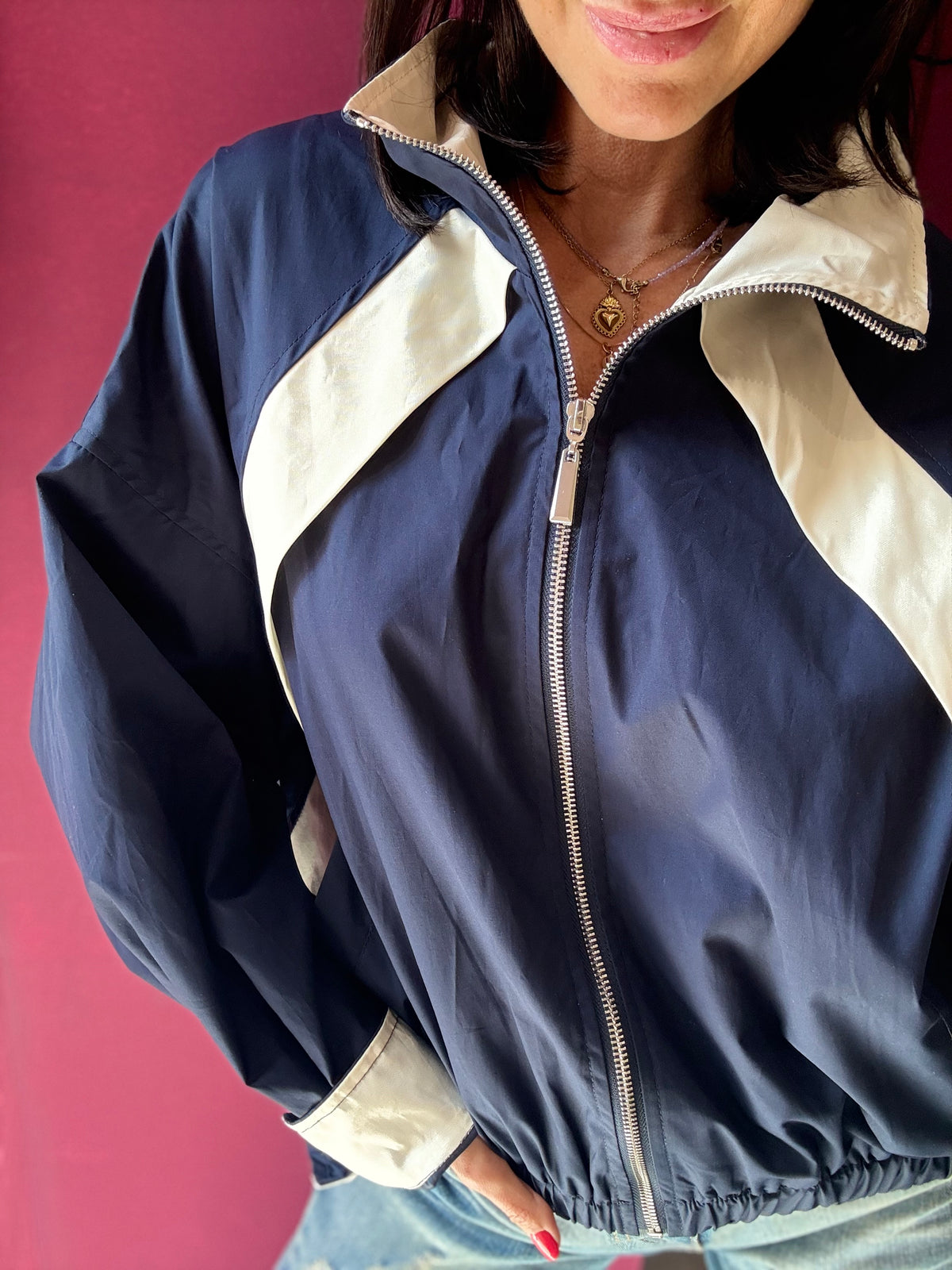 Bomber Cotone Blu Bianco HAVEONE