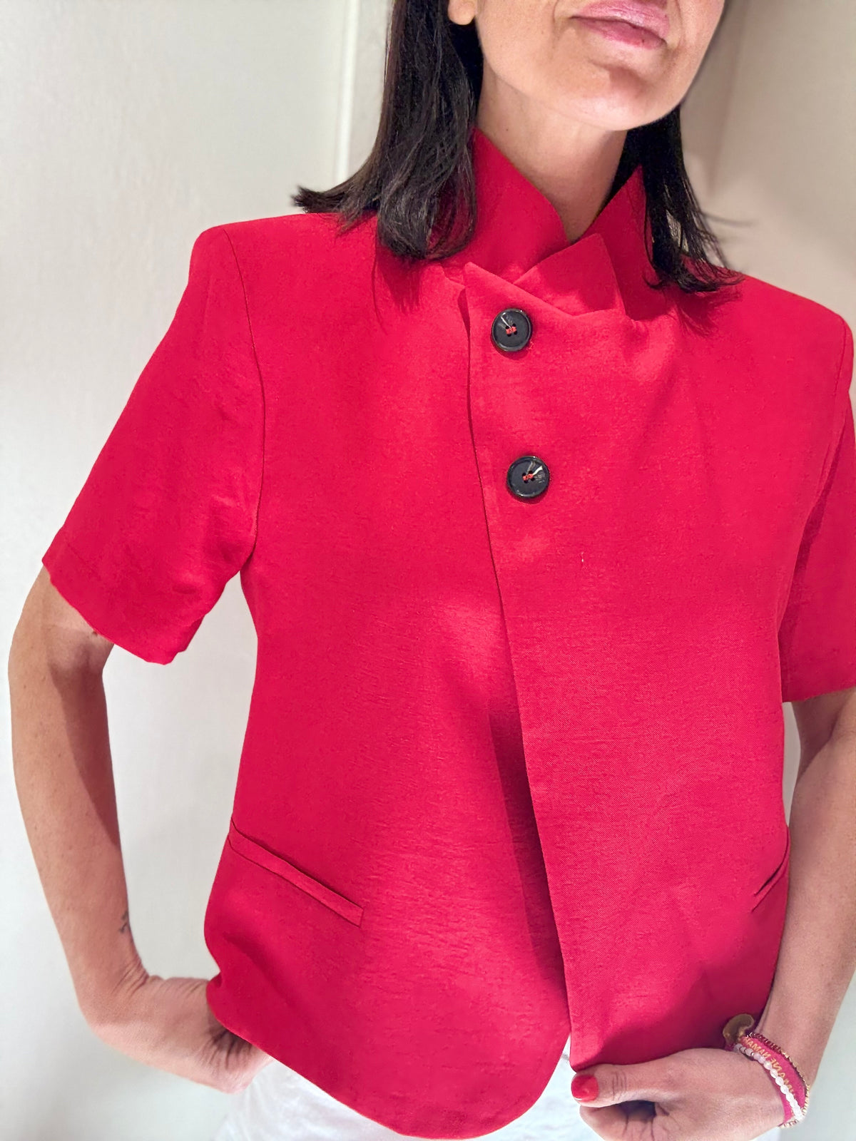 Blazer Manica Corta Rosso Chiusura Laterale HAVEONE