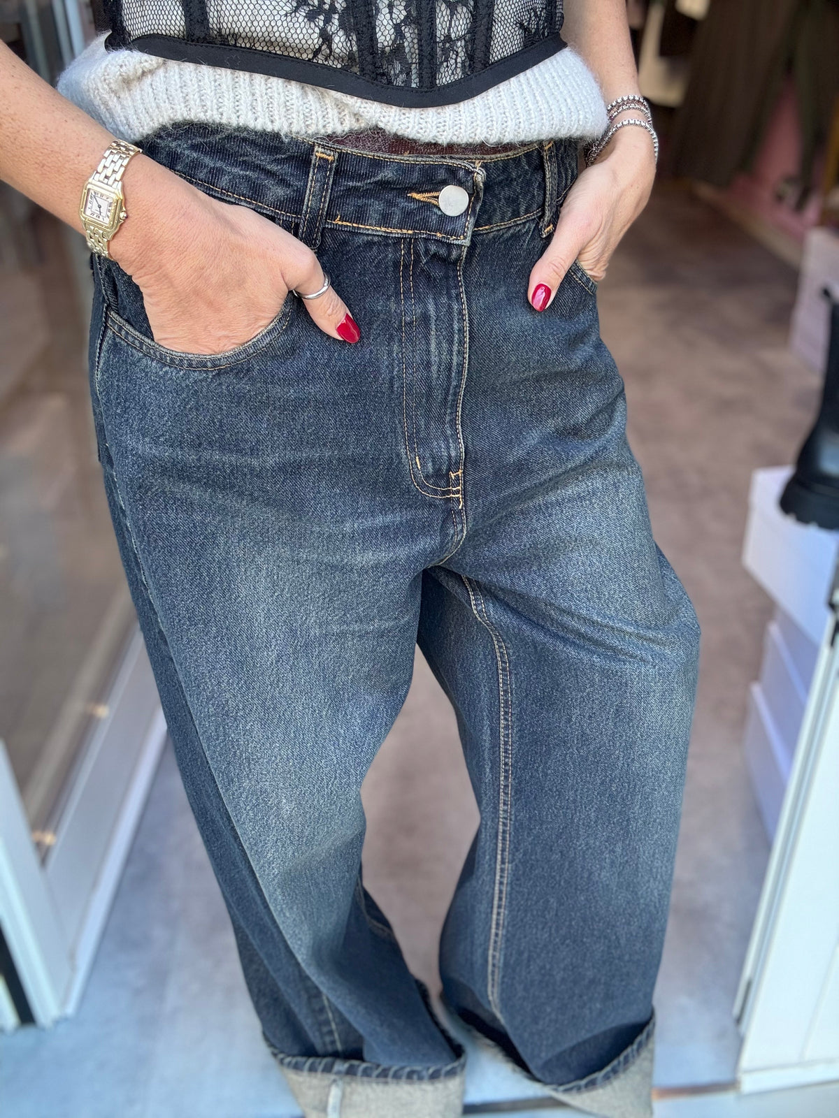 JEANS LARGO GAMBA DRITTA