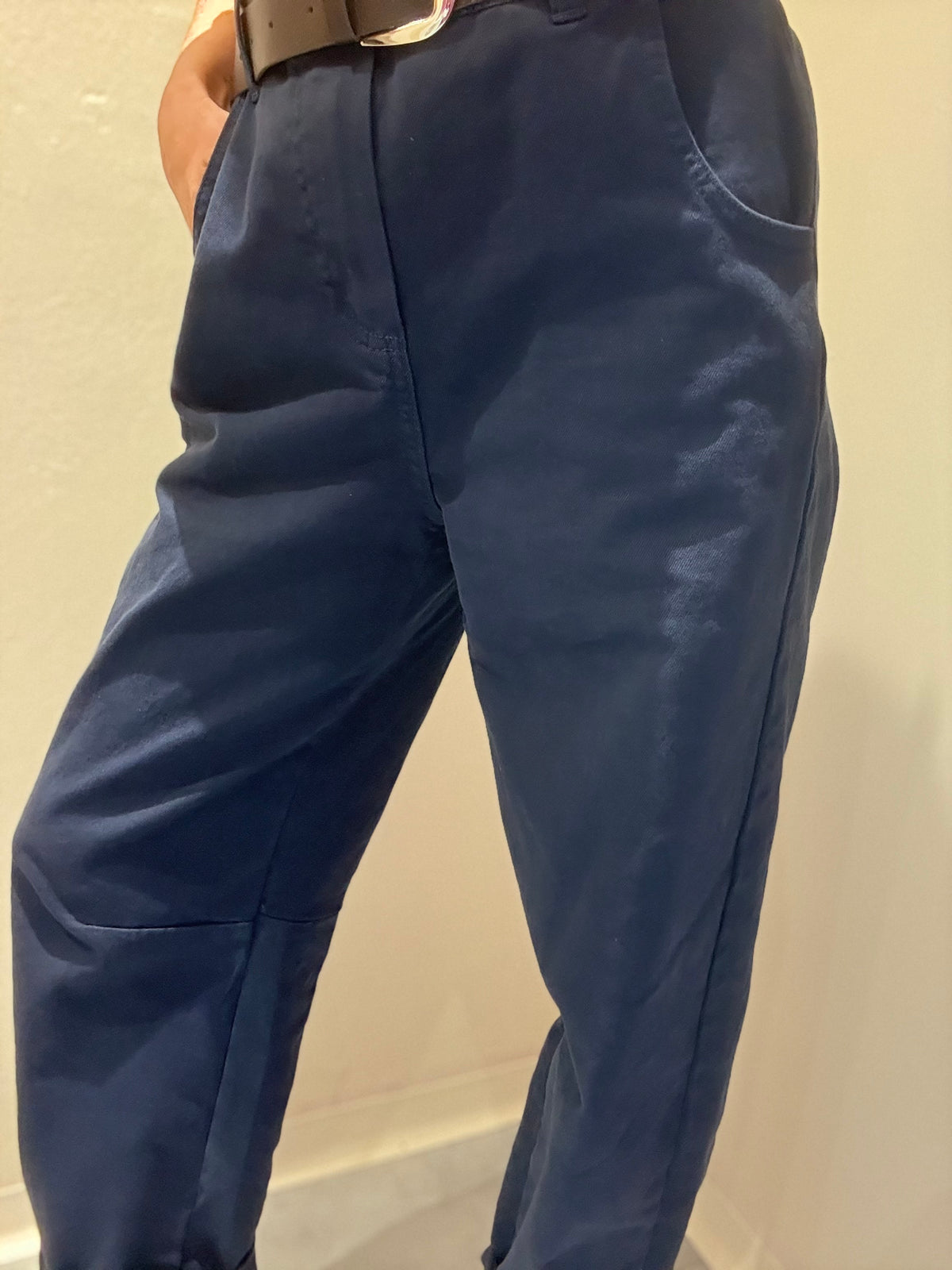 Pantalone Cotone con Cintura  Blu HAVEONE
